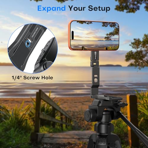 Image of OMOTON TP03 [Ultra-Slim] for MagSafe Tripod, 360 Rotating Magnetic Phone Tripod for iPhone 17 /16 Pro Max Air Women Men, Fold Cell Phone Stand with 1 /4 inch Screw & Hook Fits Vlog, Travel Essentials Gift