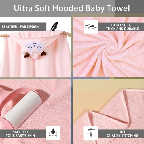 Image of Baby Hooded Towels,31 x 31 in Infant Super Soft Baby Bath Towels with Hood for Toddlers1-3,Highly Absorbent Viscose Hooded Towel for Boys, Girls, Newborn Essentials