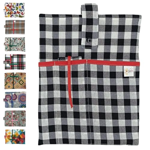 Funda Tablet de 9 a 11 pulgadas – Funda Libro Lectura – Funda Acolchada con Bolsillos – Bolsa Tablet con Cierre de Botón – Protector para iPad,Kindle,Libros,Cuadernos – Hecho a Mano(Negro)