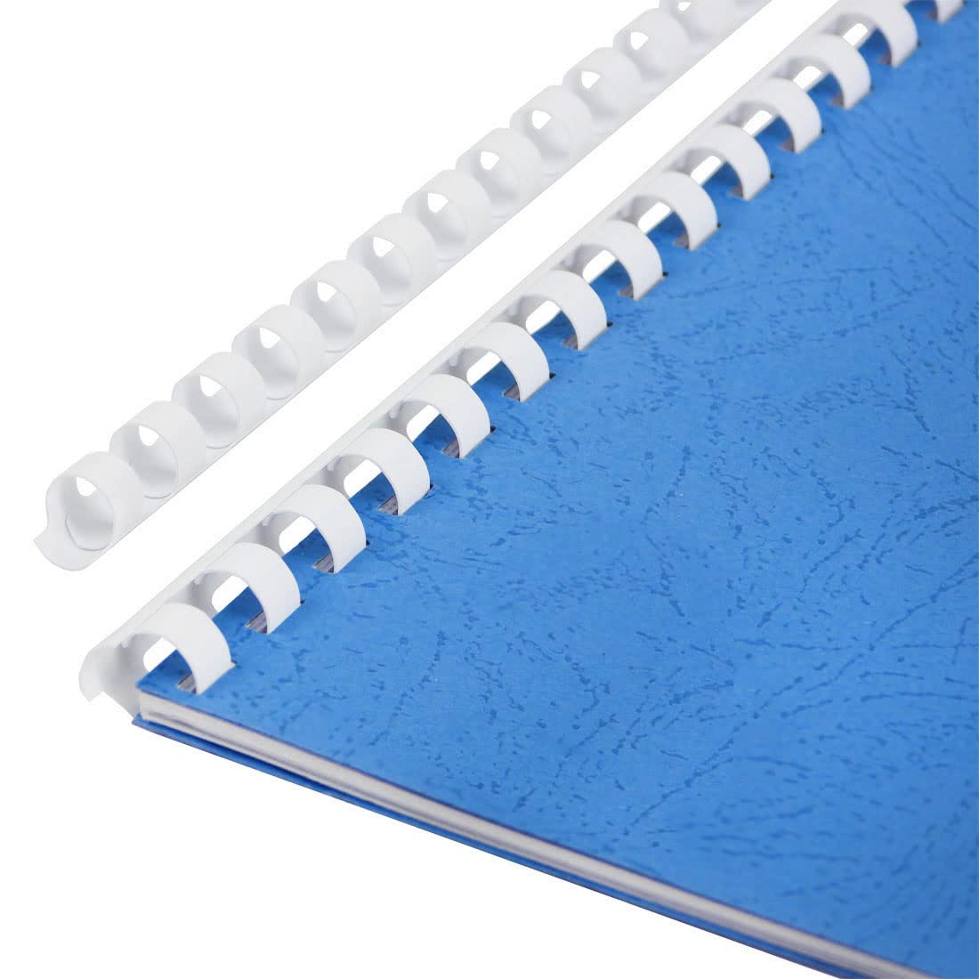 RAYSON Peignes de reliure, taille mixte, 21 anneaux, 6 mm 8 mm 10 mm 12 mm Peignes de reliure en plastique, relie entre 20-90 feuilles, A4, Blanc, paquet de 100
