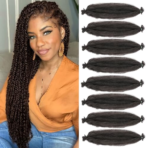 8 Packs Marley Twist Hair 14 Inch Pre-Separated Springy Afro Twist Hair Extension Afro Kinky Hair for Braiding Marley Kinky Braiding for Black Women (#4