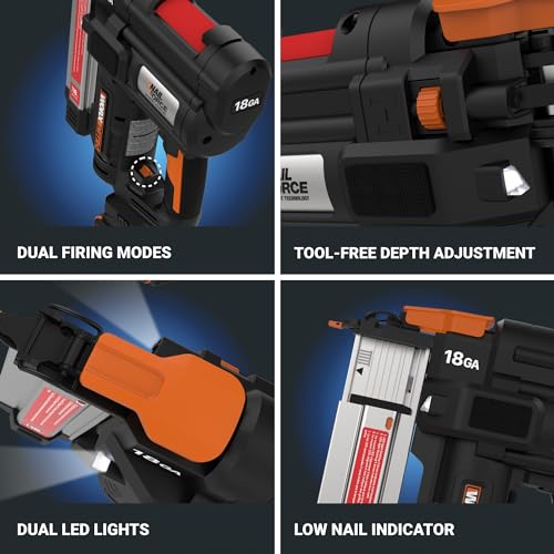 WORX Cordless Brad Nailer, 20V 18GA Nail Gun, WX842L - image 7