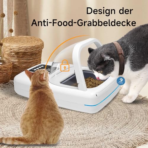 Futterautomat Katze, Futterautomat für Haustiere mit RFID-Halsbandanhänger, Erkennt 134,2 kHz 15-stellige Haustier-Chip-ID, Verhindert Futterdiebstahl, Geeignet für Nass- und Trockenfutter