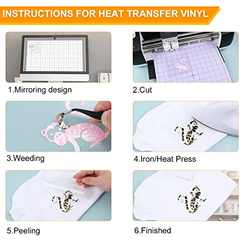 Arhiky Htv Heat Transfer Vinyl Bundle:70 Pack-Includes 68 Pack Assorted Colors Sheets And 2 Sheets Teflon, Iron On Vinyl For Diy T-Shirt, With Accessories Tweezers #TOP4