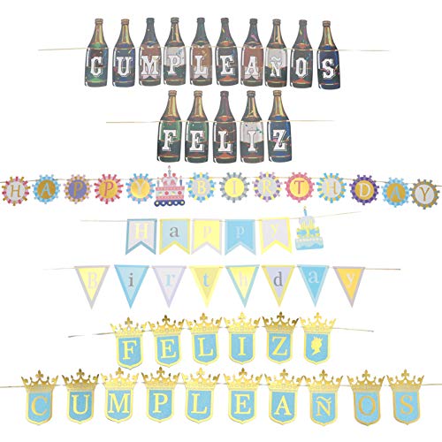 Amosfun 7 Unidades Coloridas de Feliz AniversÃ¡rio Banner de Parede de AniversÃ¡rio Pendurado Decrem