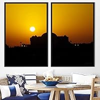 2 Piece Framed Canvas Wall Art Cityscape and Sunset Canvas Prints Home Artwork Decoration for Living Room,Bedroom - 16