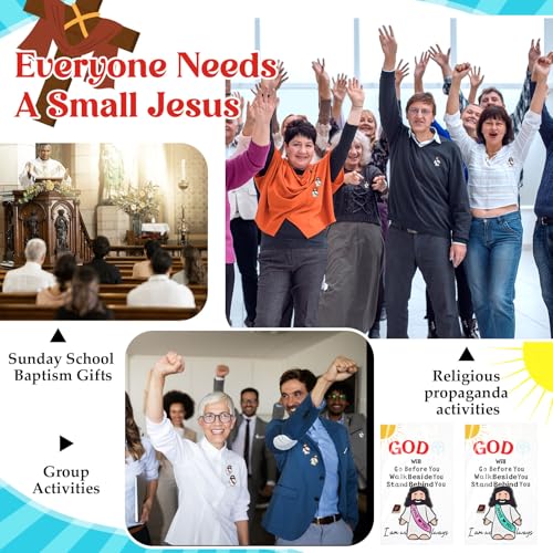 Image of Landical 24 Set Jesus Pins Bulk with Blessing Cards, Christian Enamel Lapel Pin Gift in Bulk Jesus Brooch for Women Men Religious Party Favors for Sunday School Church Gift(10 Colors + Bible Style)