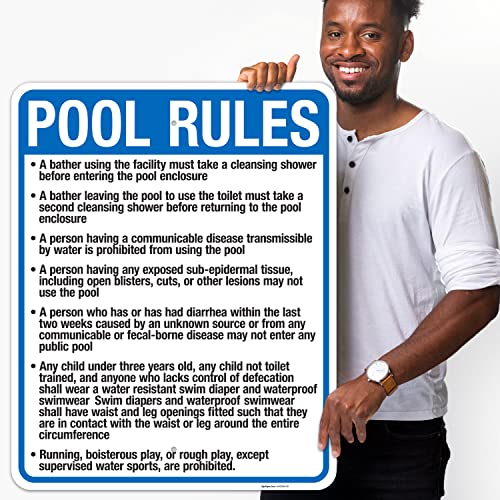 Utah Pool Rules Sign, Complies With State Of Utah Pool Safety Code, 24x30 Inches, 55 mil thick HDPS (high density polystyrene), Made in USA by Sigo Signs