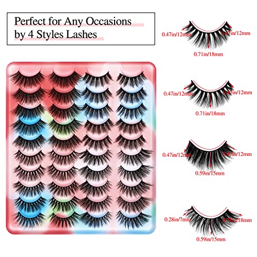 Sibba 20 paia di ciglia ricce a strisce russe 5