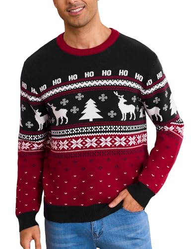 Wayleb Christmas Sweater Herren Rundhals Warm Strickpullover mit...