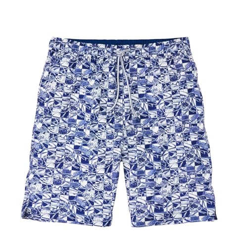 PETER MILLAR Men's Seaside Checked Atlantic Blue Swim Trunk Small S