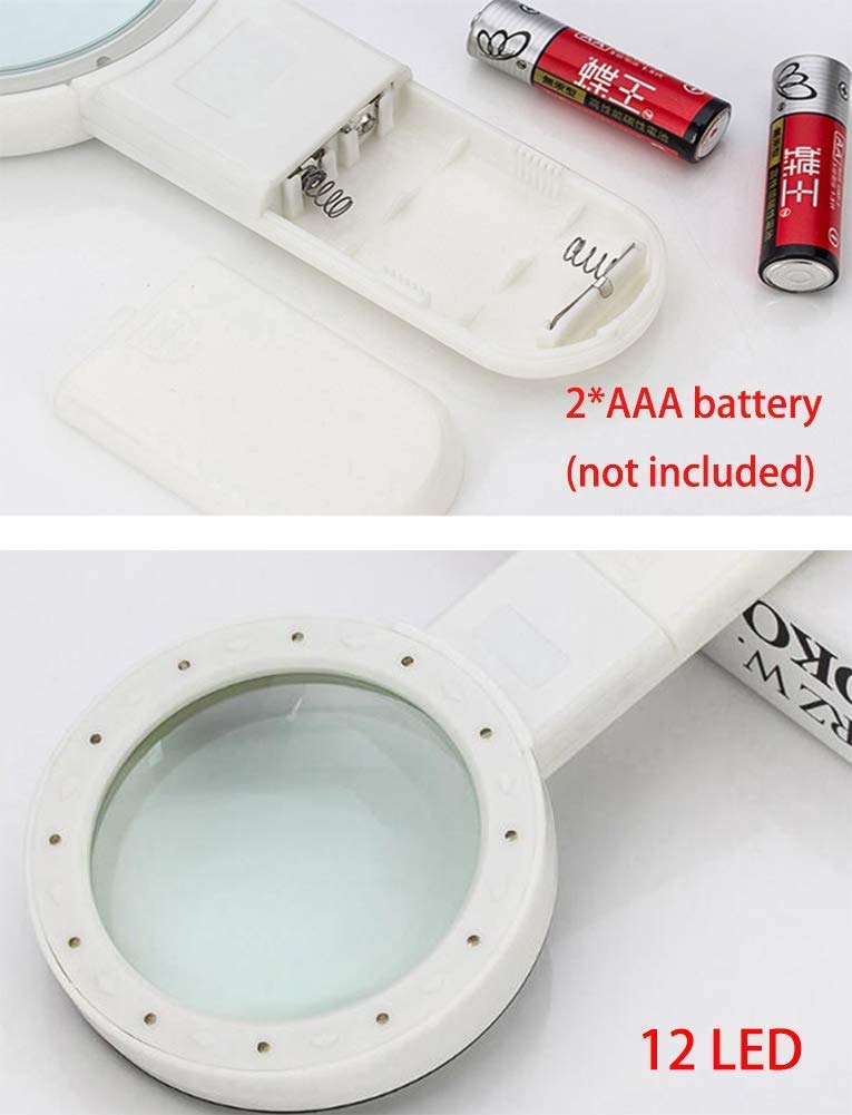 Lupa de Mano 20x con 12 Luces LED, Lupa de Lectura y luz UV, Lupa iluminada de 4 Pulgadas para Lectura, inspección, exploración, Pasatiempos y más. Diseño Moderno.