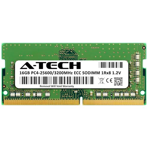 Image of A-Tech 16GB DDR4 3200MHz PC4-25600 ECC SODIMM 1Rx8 Single Rank 1.2V 260-Pin RAM Memory Upgrade Module for Microserver, Workstation, and Networking Platforms