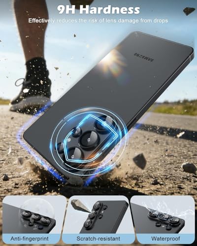 Image of FabeKee Tempered Glass Camera Lens Protector For 9H Hardness, Full Coverage Anti Scratch Camera Metal Ring (S26 Ultra 5G black)