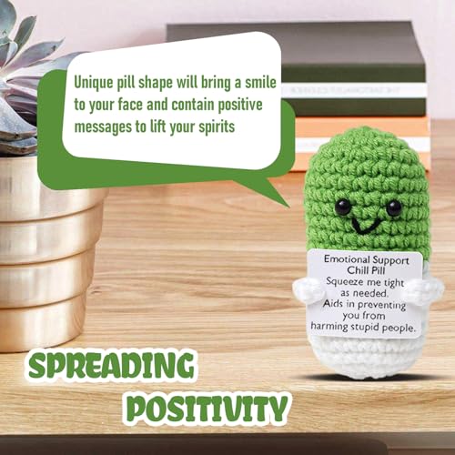 Image of Cute Green Pill Crochet,Knitted Capsule with Inspirational Card,CNA Nurse Appreciation Keepsake for Doctors,Pharmacists,RN,LPN,Healthcare Heroes,Office Decor
