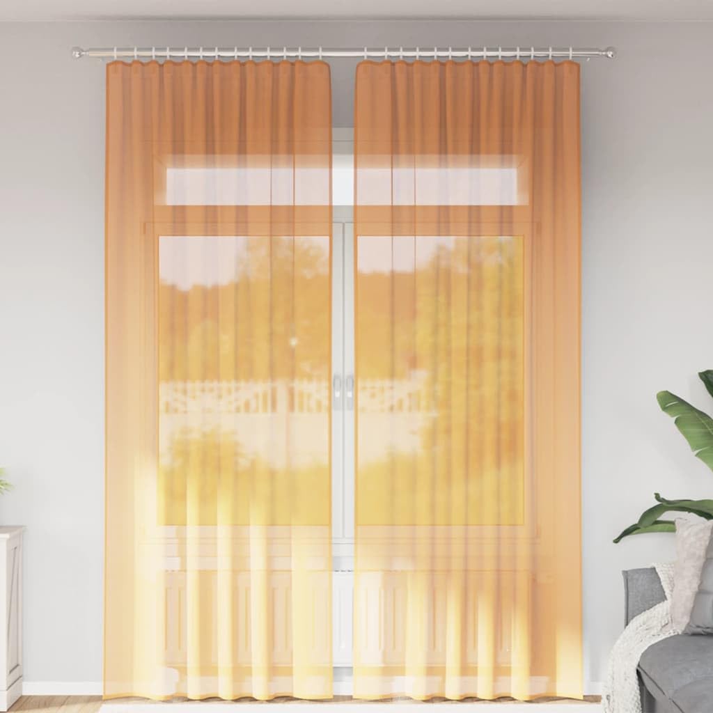 Zasłony z woalu, z kieszeniami na drążki, 2 sztuki, pomarańczowe, 140 x 260 cm, przezroczyste zasłony okienne do salonu, sypialni, kuchni, nieprzejrzyste, dekoracyjne firany z prostym