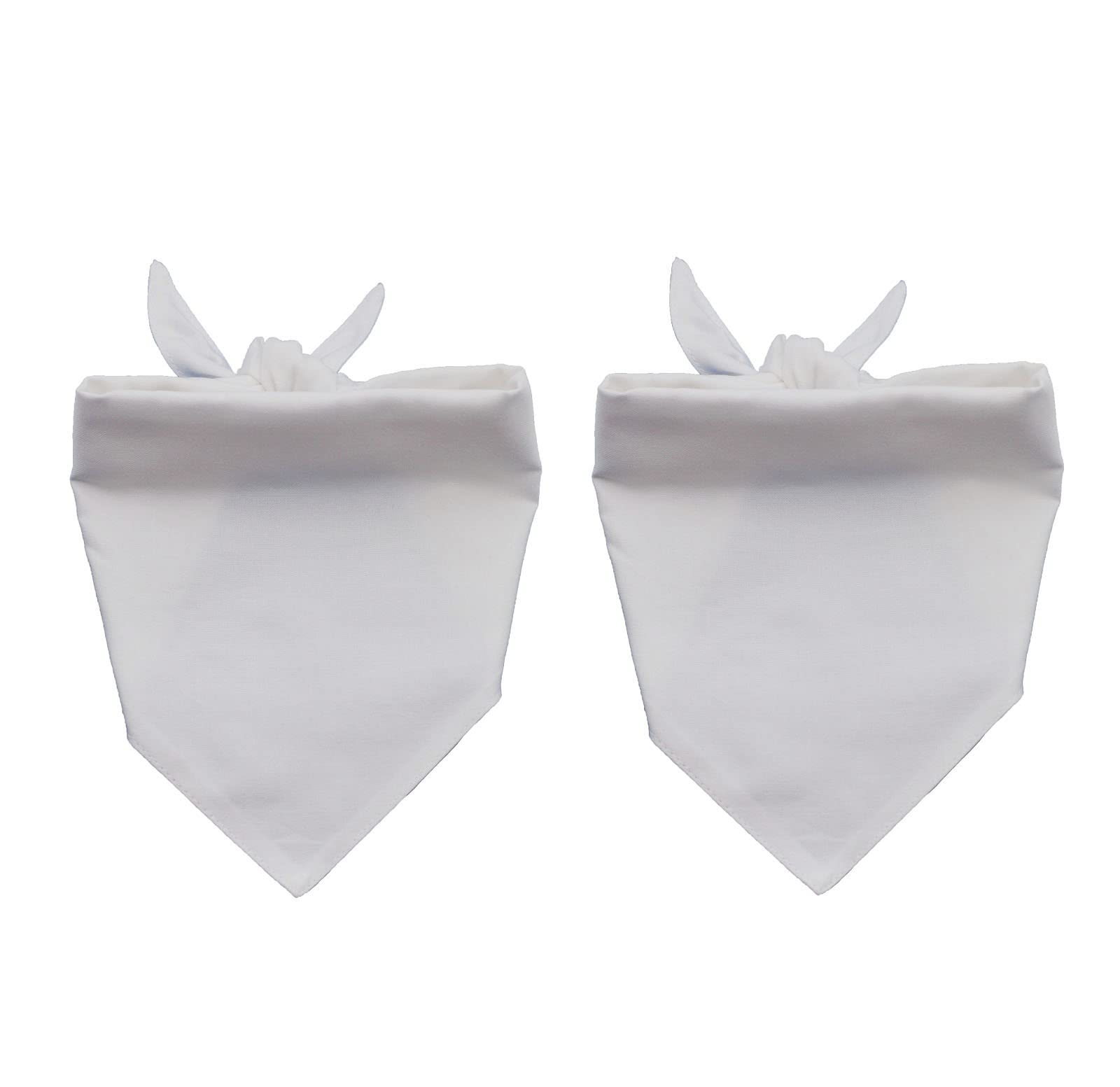 EechicSpace White Dog Bandana Reversible Cotton Scarf for Small Medium Large Pets 2 Pack