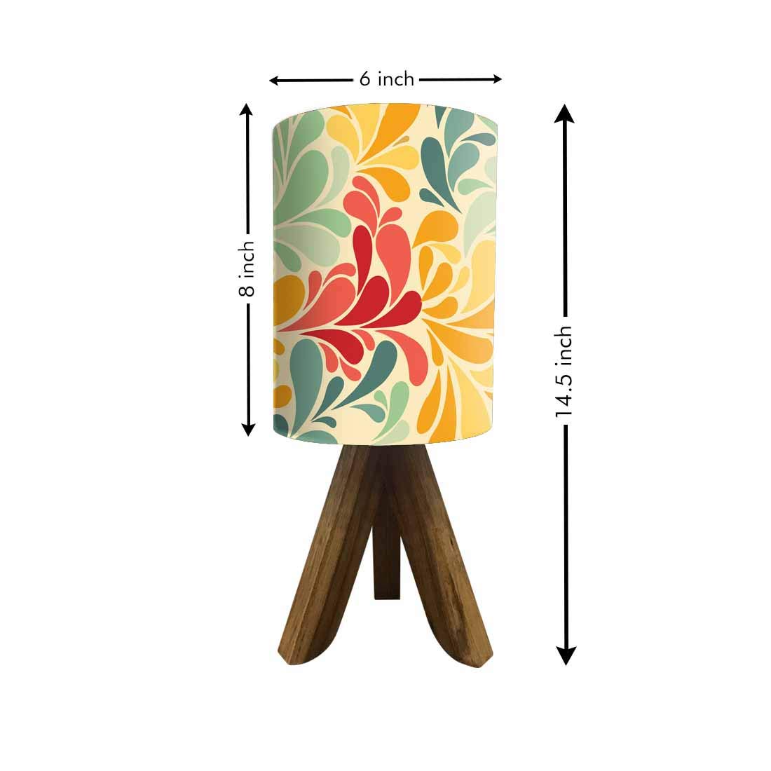 Nutcase Mini Teak Wood Retro Flower Bedside Table Lamp with Small Tripod (Multicolor) - Bulb Included 3