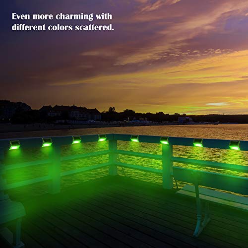 Image of Solar Step Lights 8 Pack Stainless Steel Bright Solar Powered Deck Lights Weatherproof Outdoor Lighting for Steps Stairs Decks Fences Paths Patio Pathway Green Light