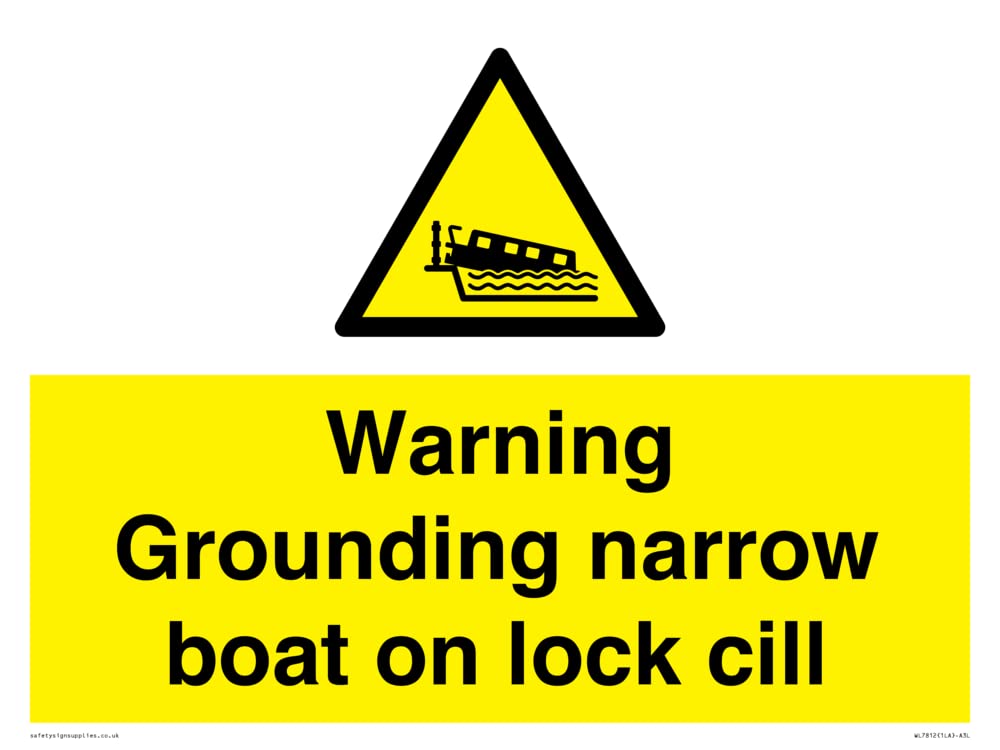 Warning Grounding narrow boat on lock cill Sign - 400x300mm - A3L