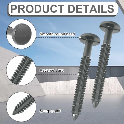 Image of Blulu 18 Pcs 3 Inch Vinyl Shutter Fastener Window Panel Peg Lok Pin Pegs Screws Shutter Spikes Anchor (Dark Gray)