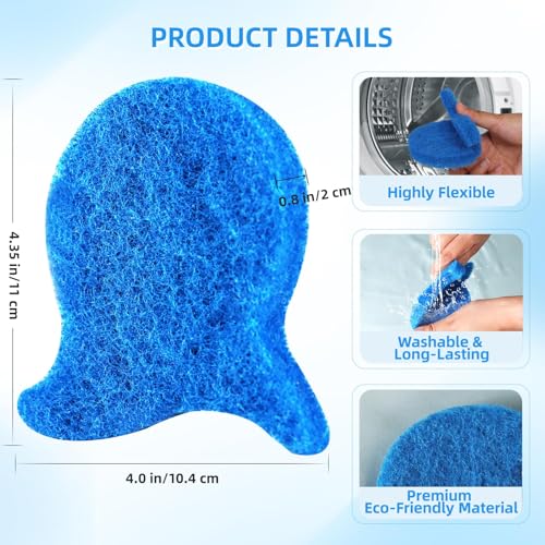 Image of 4Pcs Pet Hair Remover for Laundry, Lint Remover for Washing Machine, Reusable Pet Hair Catcher for Washer Dryer, Effective Fur Lint Dander Remover Gentle on Clothes (Blue)
