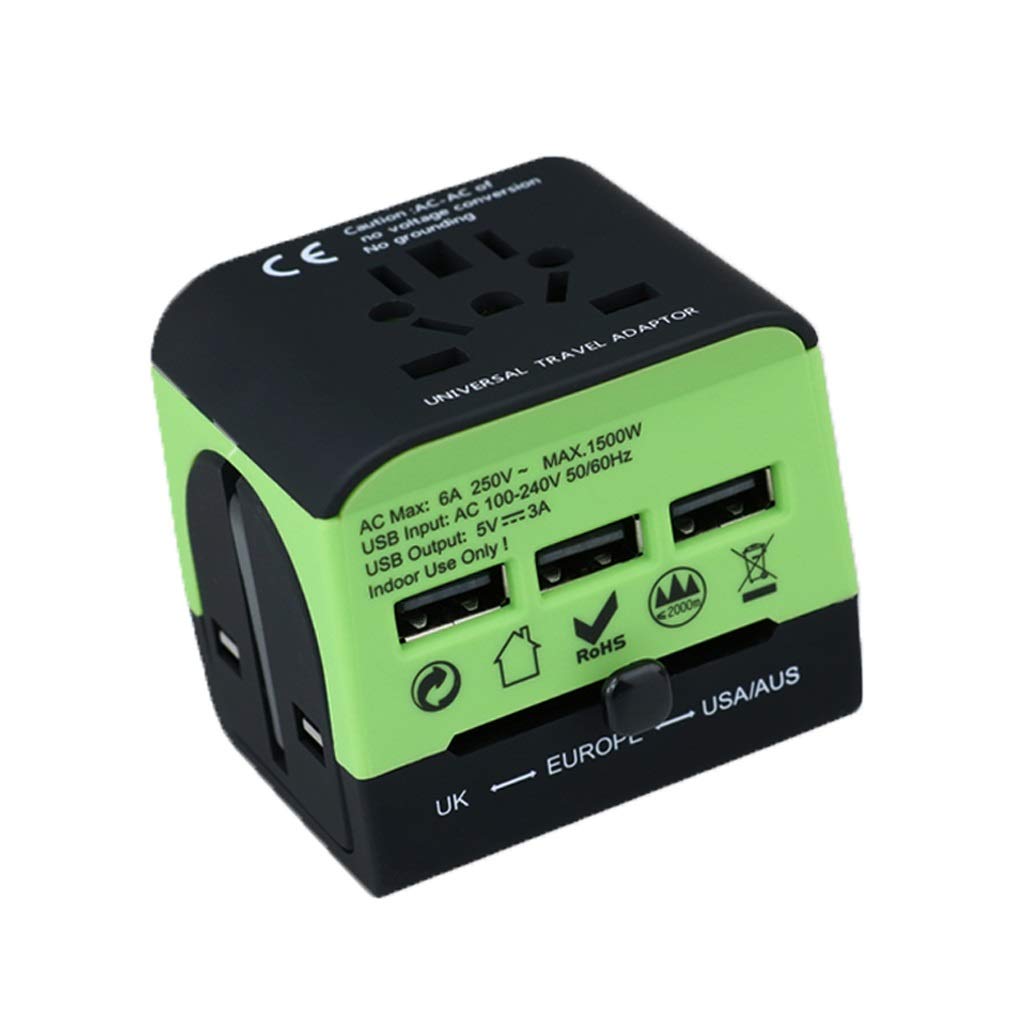 Adapter podróży, Universal Travel Adapter, Universal Adapter Converter, dla Europy, Wielka Brytania, Chiny, Australia, 224 kraje (Color : E, Rozmiar : 6 * 5 * 5cm)