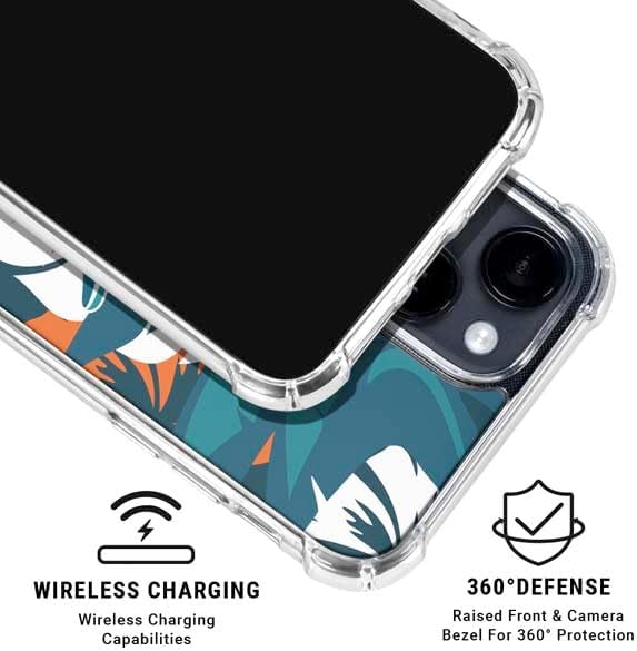 Skinit Clear Phone Case Compatible with iPhone 15 - Officially Licensed NFL Miami Dolphins Tropical Print Design