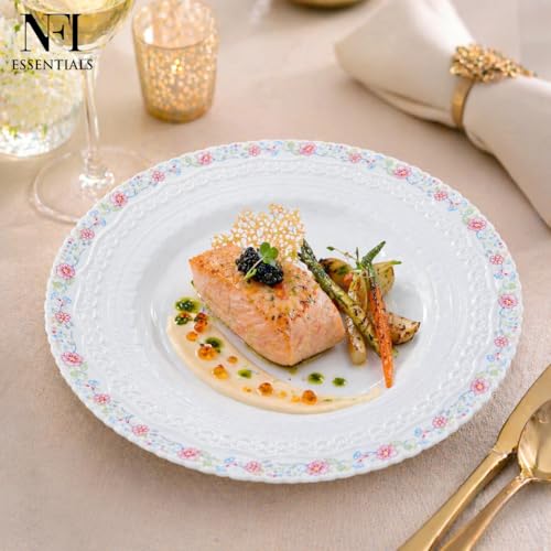 Image of NFI essentials 10.5 Inch Premium Ceramic Dinner Plate, Serving Plate for Main Course, Pasta, Rice, Salad & Meals, Microwave & Dishwasher Safe Kitchen Dinner Plate