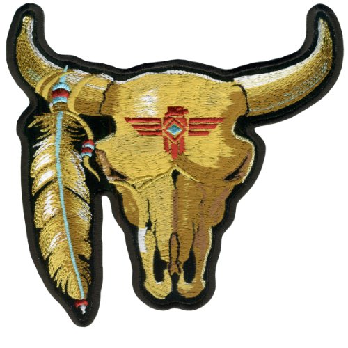 Hot Leathers Cattle Skull Patch (3" Width x 3" Height)