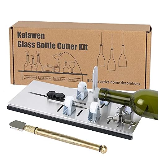 Kalawen Upgrade Glass Bottle Cutter Bottle Cutting DIY Machine for Cutting Wine, Beer, Liquor, Whiskey, Alcohol Round Bottles from Bottom to Neck - Accessories Tool Kit Gloves Fixing Rubber Ring
