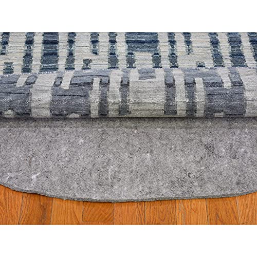 Shahbanu Rugs Pure Silk And Textured Wool Zigzag With Graph Design Hand Knotted Rug (6'1" X 6'1") #TOP2