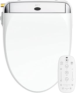 Smart Bidet Toilet Seat with Wireless Remote and Side Panel, Multiple Spray Modes, Adjustable Heated Seat, Warm Water and Air Dryer, Auto LED Nightlight, Round