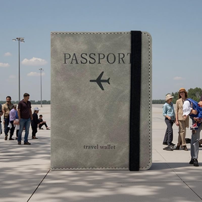 Porta-passaporte e capa carteira - essencial para viagem para navios de cruzeiro essenciais, Cinza, Minimalista