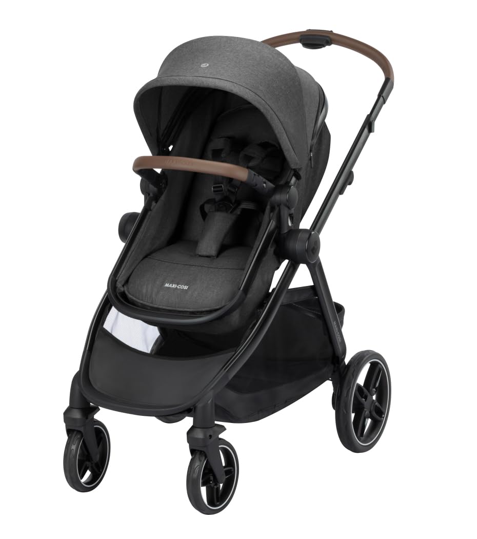 Maxi-Cosi Zelia S Trio2 Passeggino neonati 3 in 1, 0-4 anni, fino a 22 kg, Trio completo con passeggino reclinabile convertibile in carrozzina, seggiolino auto i-Size e borsa passeggino, Grigio Scuro