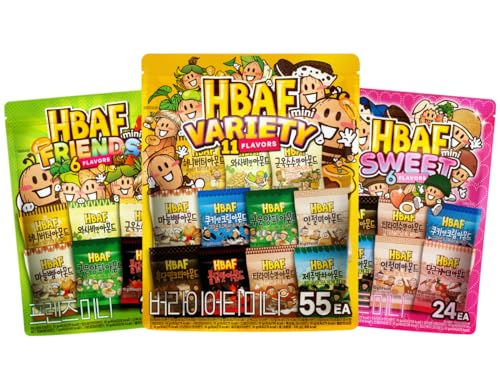 [Official Gilim HBAF] Korean Assorted Almonds Variety 55Pack, Hot & Sweet 24 Pack, Classic 24 Pack, Protein Snack Nut Korean Souvenir Gift Party Picnic LuncSnack Pack (Assorted Flavors 103 Pack)