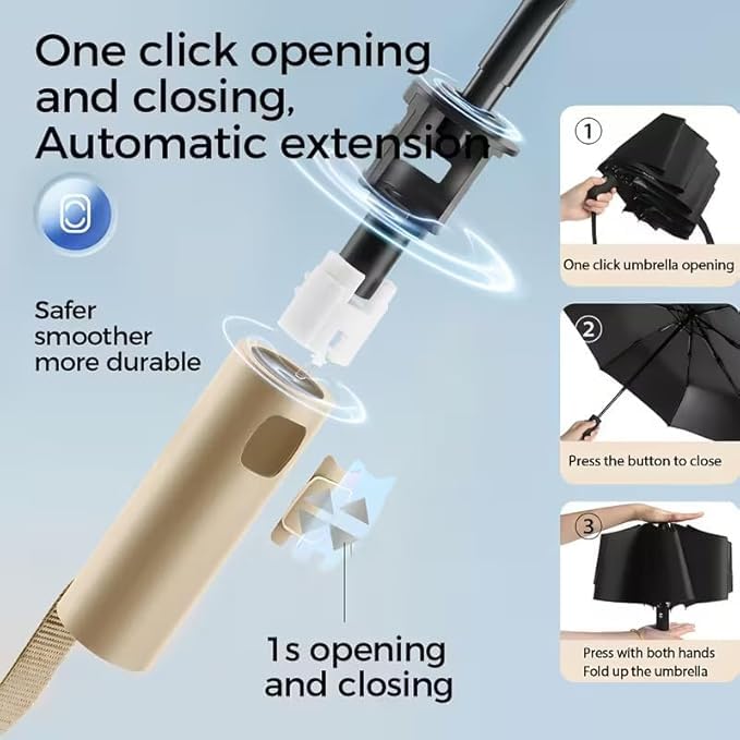 Image of ๐๐ฎ๐ป๐๐ฒ๐ฟ๐ฎ Compact Automatic Folding Umbrella - Windproof, UV Protection, ๐ญ๐ฎ ๐ฅ๐ถ๐ฏ๐ Lightweight Portable Travel Portable Umbrella for Men & Women Use in Sun & ๐ฅ๐ฎ๐ถ๐ป (Light-Green)