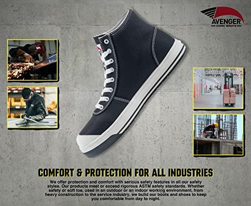 Avenger Work Boots Men's High Top Industrial Shoe, Black/White, 10 | Image 4