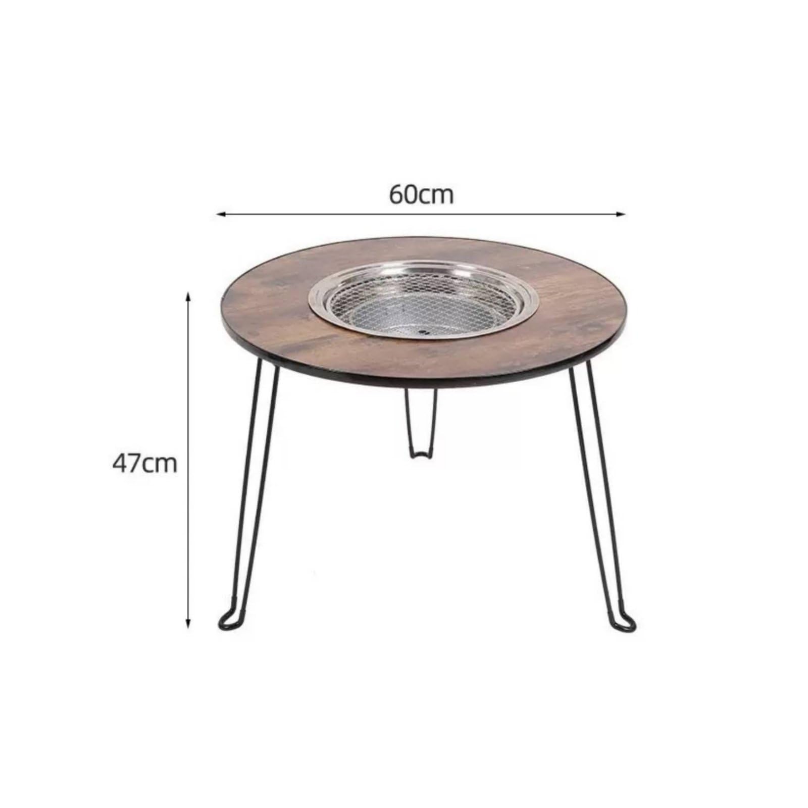 Tavolo da Campeggio Pieghevole con Braciere Integrato Tavolo Barbecue Tavolo da Picnic Tavolo da Esterno in Alluminio E Acciaio con Vasca Centrale per, Legno