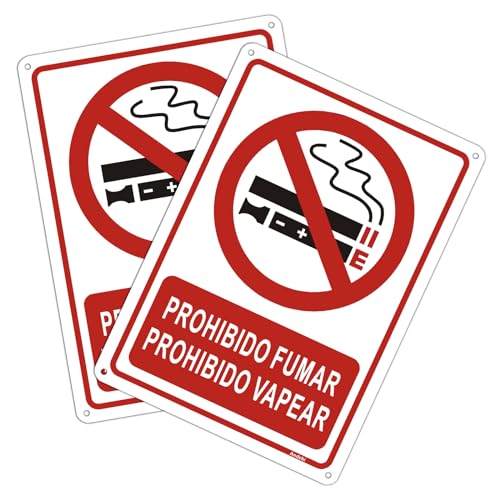 Andchi 2pcs. Señal de prohibición de humo de metal no smoking sign smoking vaping prohibited sign...