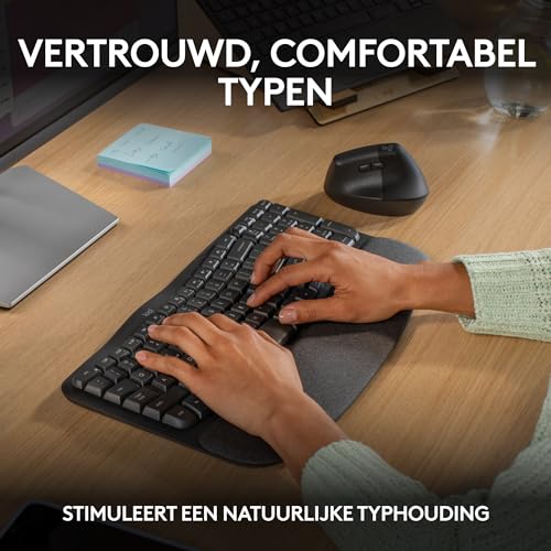 Logitech Wave Keys draadloos ergonomisch toetsenbord - Grafiet, US International QWERTY indeling - Afbeelding 4