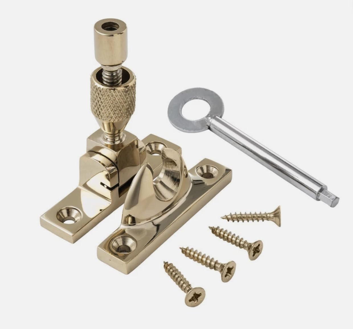 Sash Window Fastener – Mini, Locking (PVD Brass)