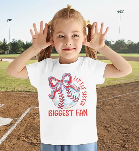 Image of FRYAID Toddler Baseball Sister Shirt Baby Girl Baseball Outfit Big Sister Shirt Birthday Girl T-Shirt Summer Cotton Tee Top
