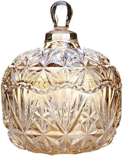 Vidrio Colorido Cdy Sweet Jar con Tapa Cristal Bon Glass Crystal Bon Bon Glass Cubierto De Vidrio Azucarero Pequeño Decorativo En Forma De Galleta Buffet Contenedor De Almacenamiento De B, C