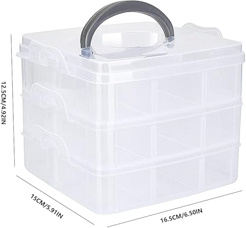 Miniatura 8 de Desdemona Contenedores apilables de almacenamiento de maquillaje de 3 niveles con compartimentos ajustables para joyas de arte de uñas, accesorios