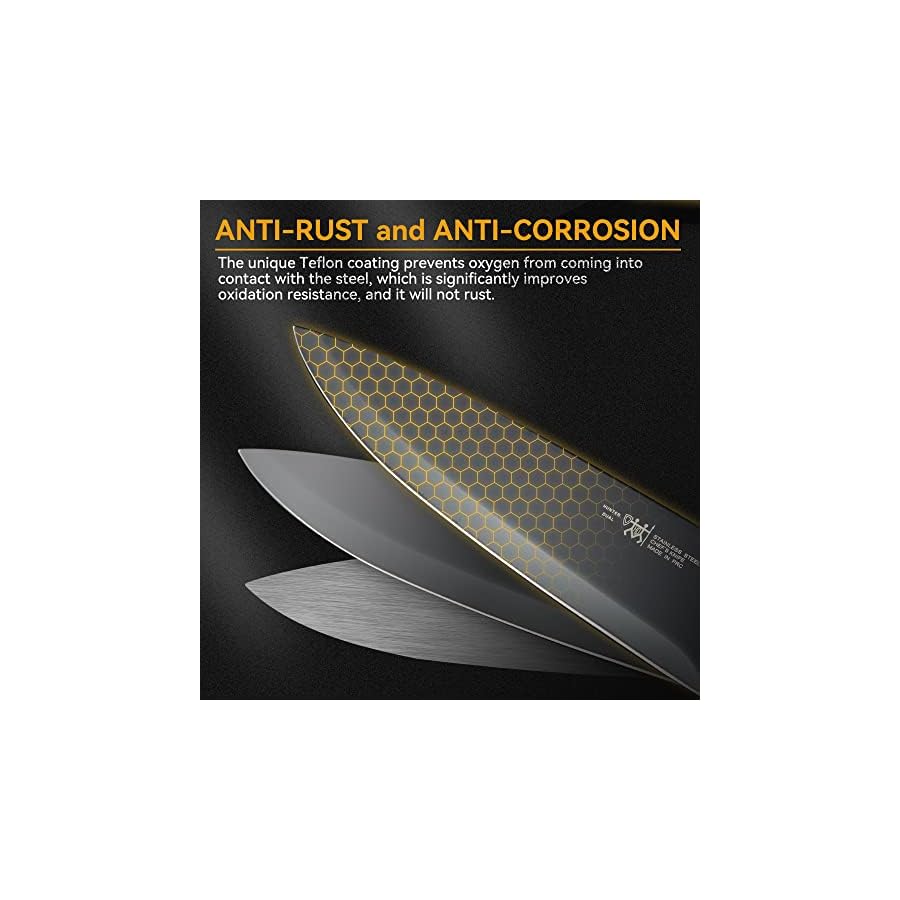 Knife-Set-19-Pieces-Knife-Set-with-Block-for-Kitchen-knife-set-with-sharpener-Knife-Block-Set-Dishwasher-Safe-Excellence-Black Knife Sets for Kitchen with Block, HUNTER.DUAL 19 Pcs Kitchen Knife Set with Block Self Sharpening, Dishwasher Safe, Anti-slip Handle, Black