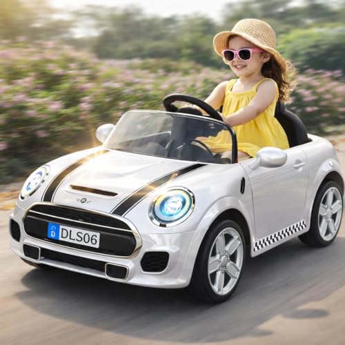 Image of Kawaii Kids AMR GT Battery Operated Sports Car for Kids with Music & Light for 1 to 5 Years Kids | Manual Plus Remote Control | 12V Battery (Mini Cop, White)