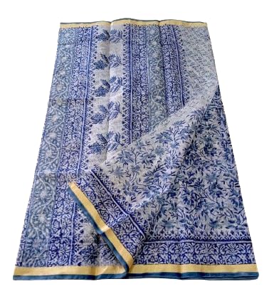 Kota Doria Cotton Saree with Ajrakh Print, Red Floral Pattern, Traditional Border, Running Blouse-picture-22