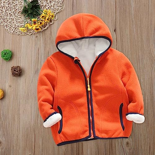 Toddler Hooded 𝗣olar Fleece Jacket Thick 𝗦𝗵erpa Solid Windproof Long Sleeve Coats Shaggy Zip Coat with Pocket2