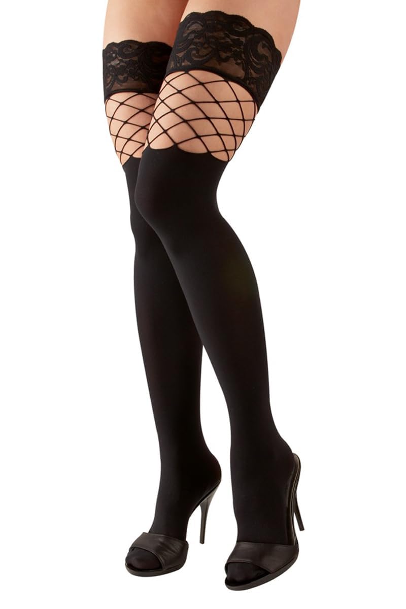 Cottelli Collection Medium Black 2-in-1 Stay-Ups